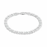 Revere sterling silver diamond cut stardust curb bracelet 20cm, imported from the UK