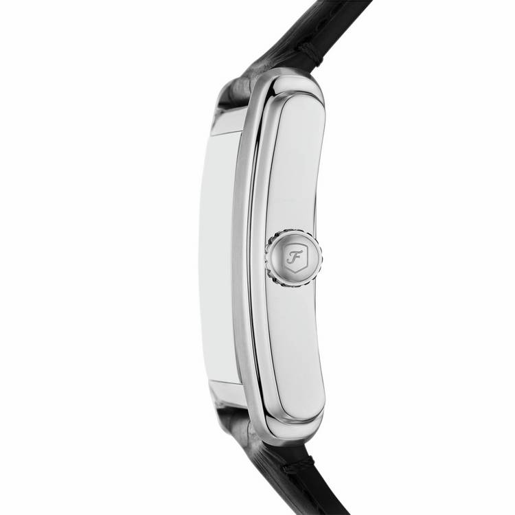 Fossil Carraway black croco leather watch with silver dial, UK version
