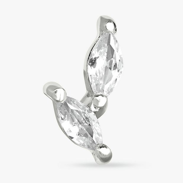 Revere sterling silver marquise cubic zirconia stud earring (British brand)