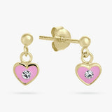 Revere Kids gold plated sterling silver pink heart earrings, UK version