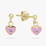Revere Kids gold plated sterling silver pink heart earrings, UK version