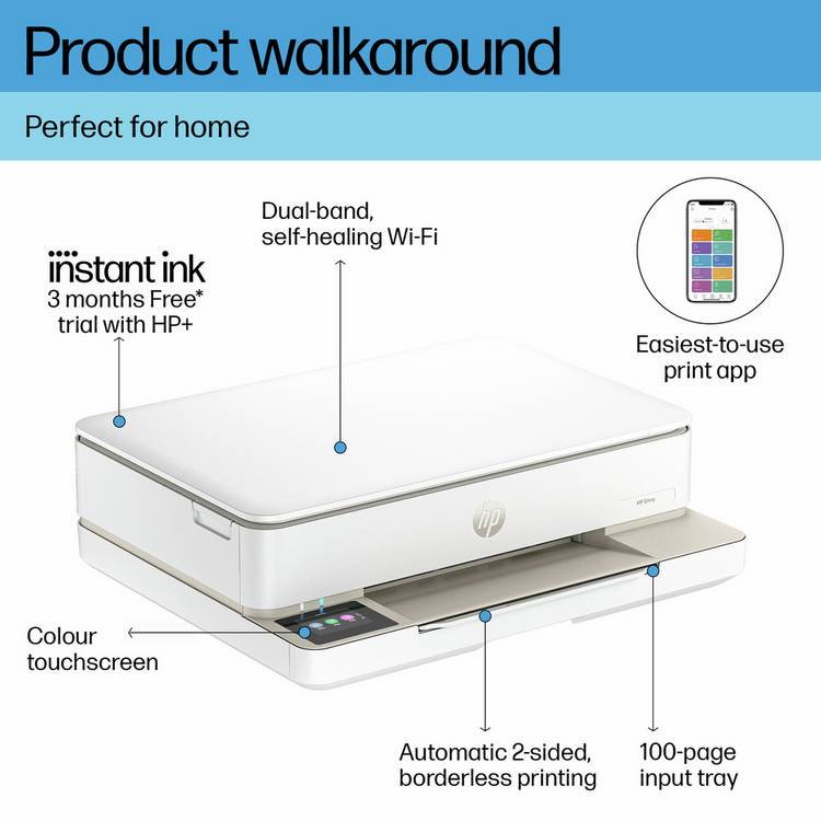 HP Envy 6120e wireless photo printer with Instant Ink, imported from the UK