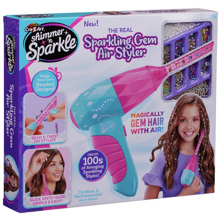 Shimmer N Sparkle Real Sparkling Gem Air Styler toy, imported from the UK