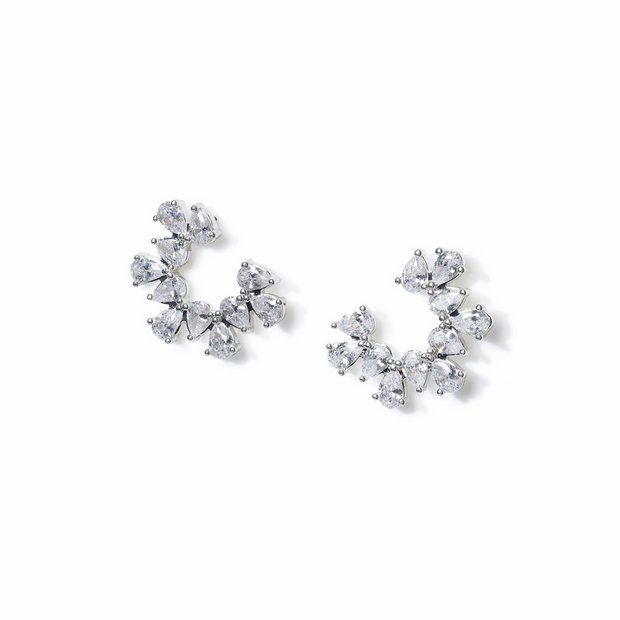 Freedom crystal circle stud earrings gold-plated 20mm - British product