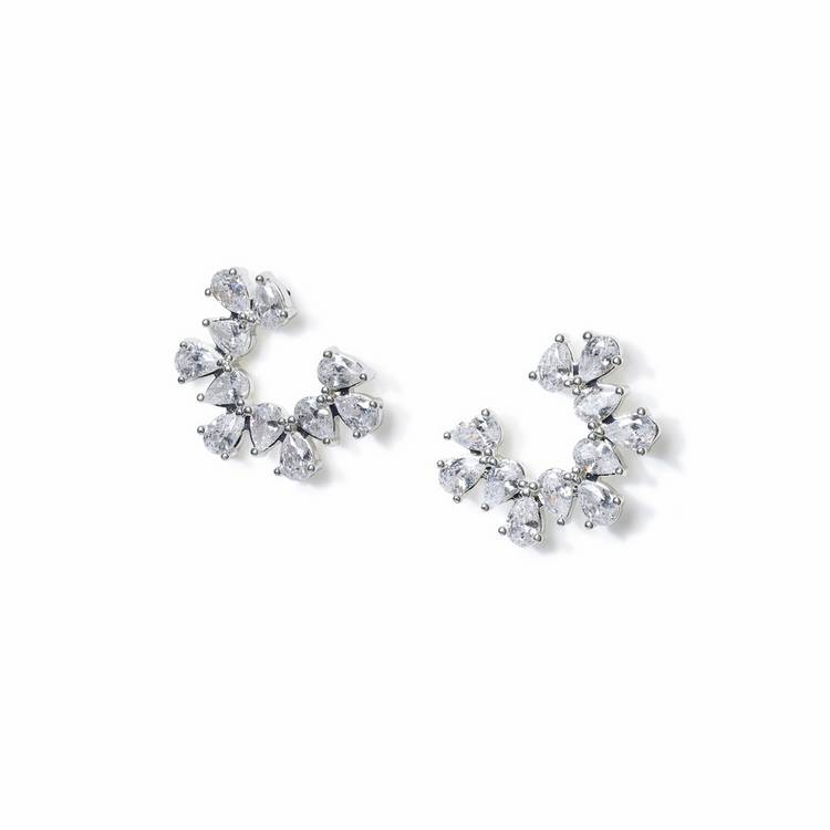 Freedom crystal circle stud earrings gold-plated 20mm - British product