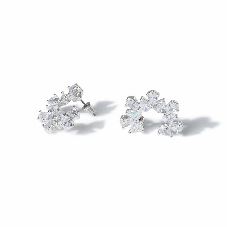Freedom crystal circle stud earrings gold-plated 20mm - British product