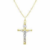 Argos Revere 9ct Two Colour Gold Crucifix Pendant Necklace Chain 18in- Buy online at McGrocer