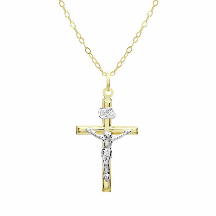 Revere 9ct gold crucifix pendant with 18-inch chain - British product
