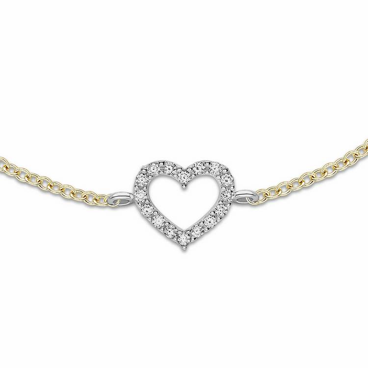 Revere 9ct multicoloured gold cubic zirconia heart bracelet 19cm (British brand)