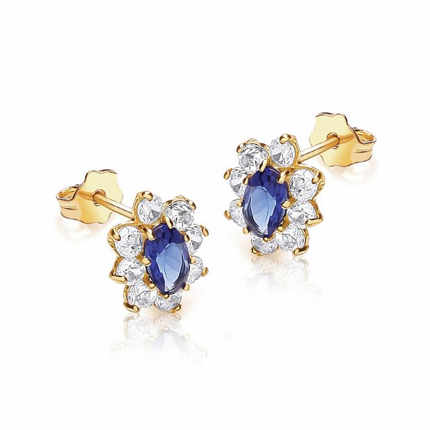Revere 9ct gold flower cluster stud earrings (British brand)