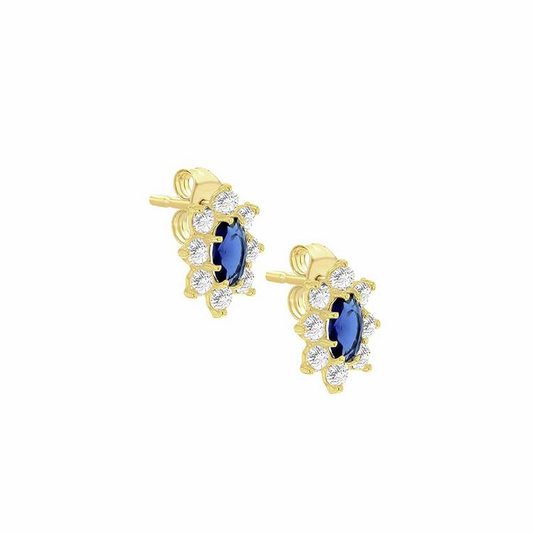 Revere 9ct gold flower cluster stud earrings (British brand)