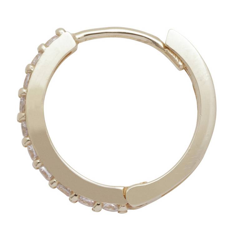Revere 9ct gold cubic zirconia hoop earrings - British product