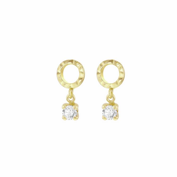 Revere drop earrings cubic zirconia 9ct yellow gold, UK version