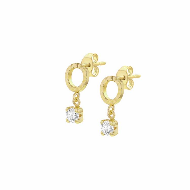 Revere drop earrings cubic zirconia 9ct yellow gold, UK version