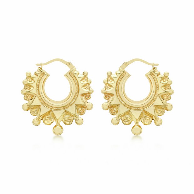 Revere 9ct yellow gold creole earrings 28mm, UK version