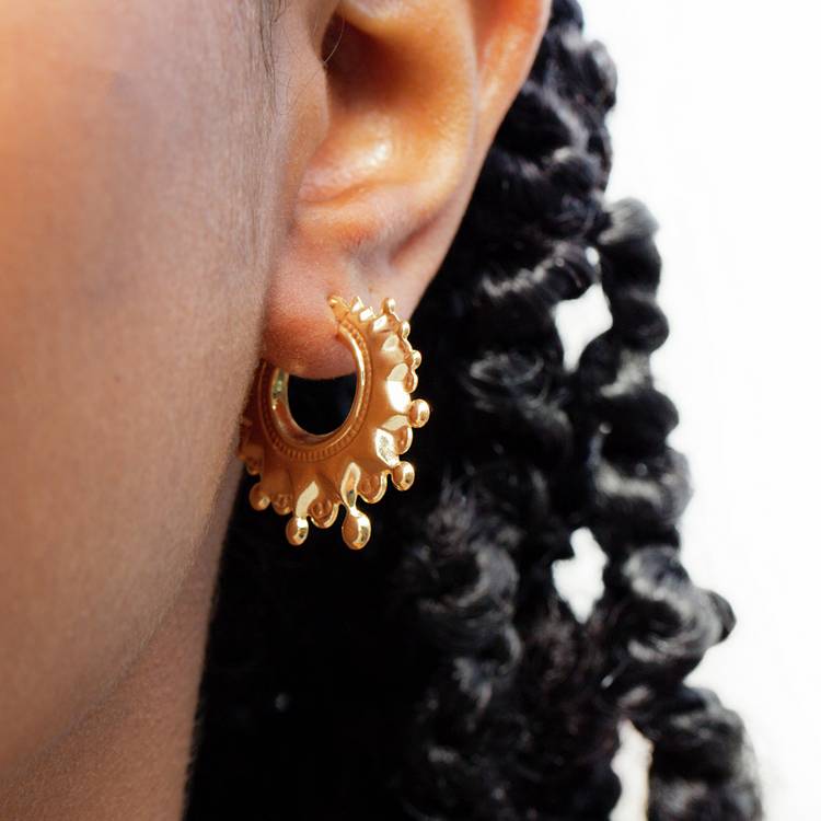 Revere 9ct yellow gold creole earrings 28mm, UK version