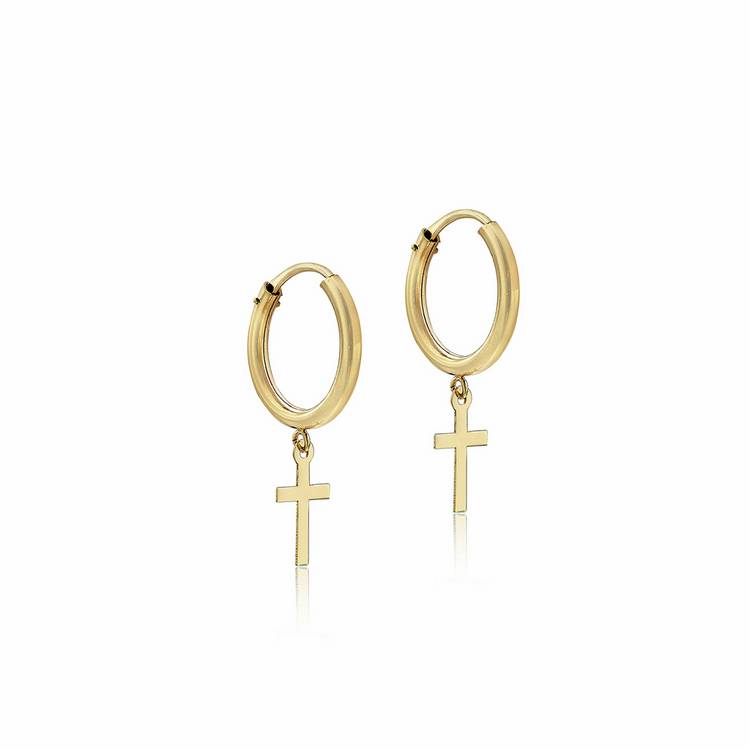 Revere 9ct yellow gold sleeper hoop earrings 11.5mm (British brand)
