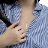 Revere 9ct gold cross pendant on curb chain, imported from the UK
