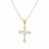 Revere 9ct yellow gold cross pendant with cubic zirconia, UK version