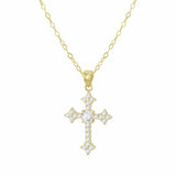 Revere 9ct yellow gold cross pendant with cubic zirconia, UK version