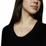 Revere 9ct yellow gold cross pendant with cubic zirconia, UK version