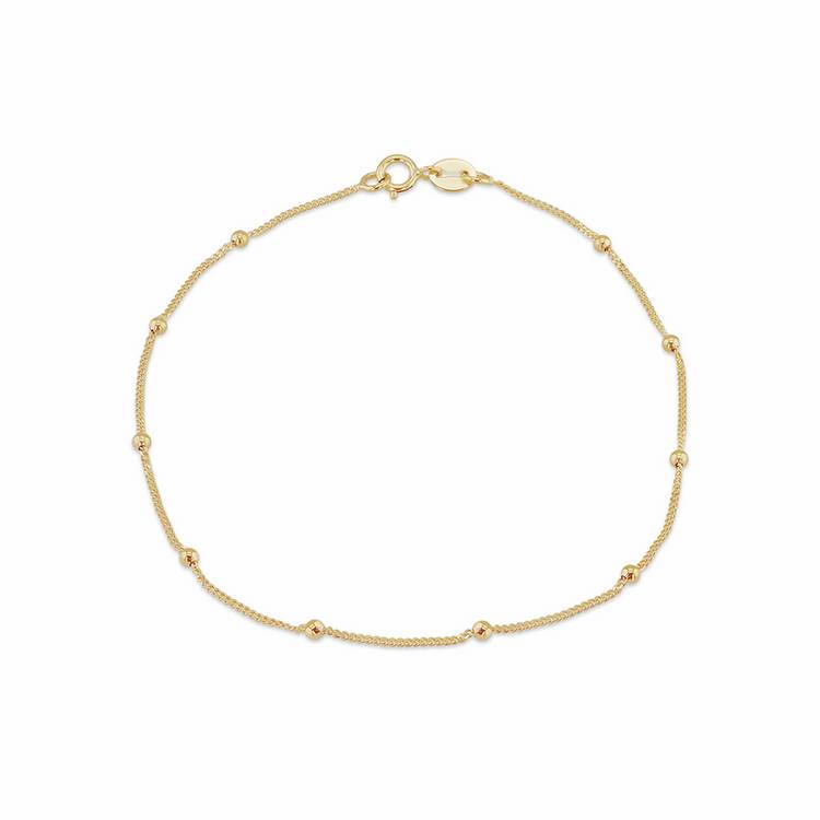 Revere 9ct yellow gold curb and ball bracelet 18cm (British brand)