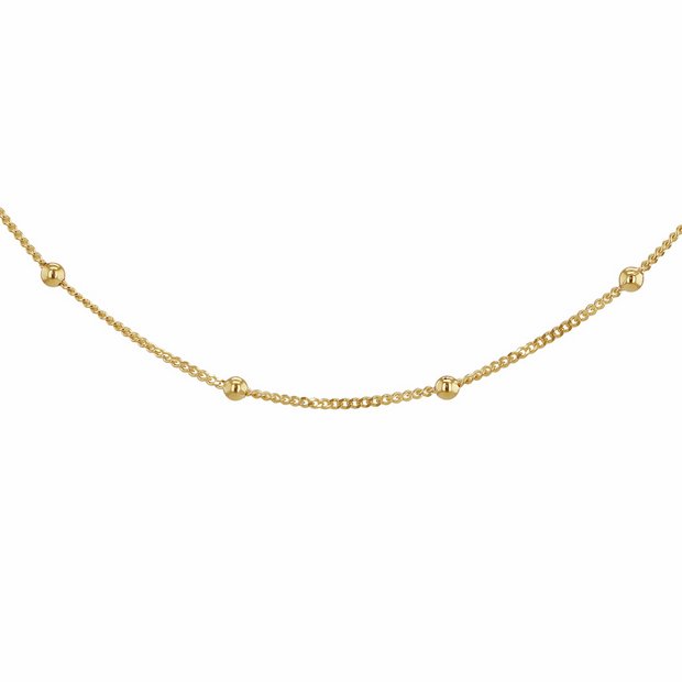 Revere 9ct yellow gold curb and ball chain 18 inch - British brand