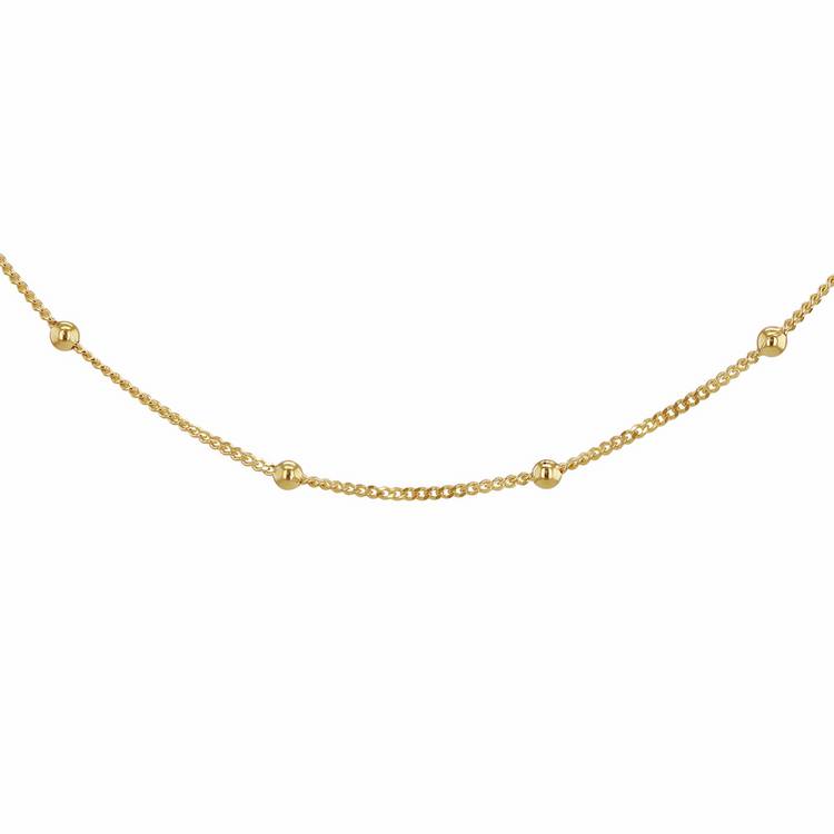 Revere 9ct yellow gold curb and ball chain 18 inch - British brand