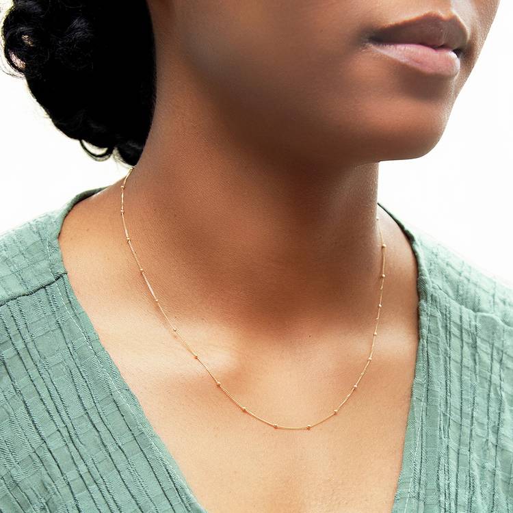 Revere 9ct yellow gold curb and ball chain 18 inch - British brand