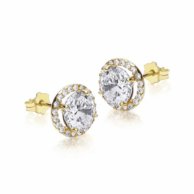 Revere cubic zirconia halo stud earrings, imported from the UK