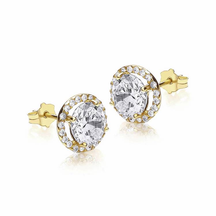 Revere cubic zirconia halo stud earrings, imported from the UK