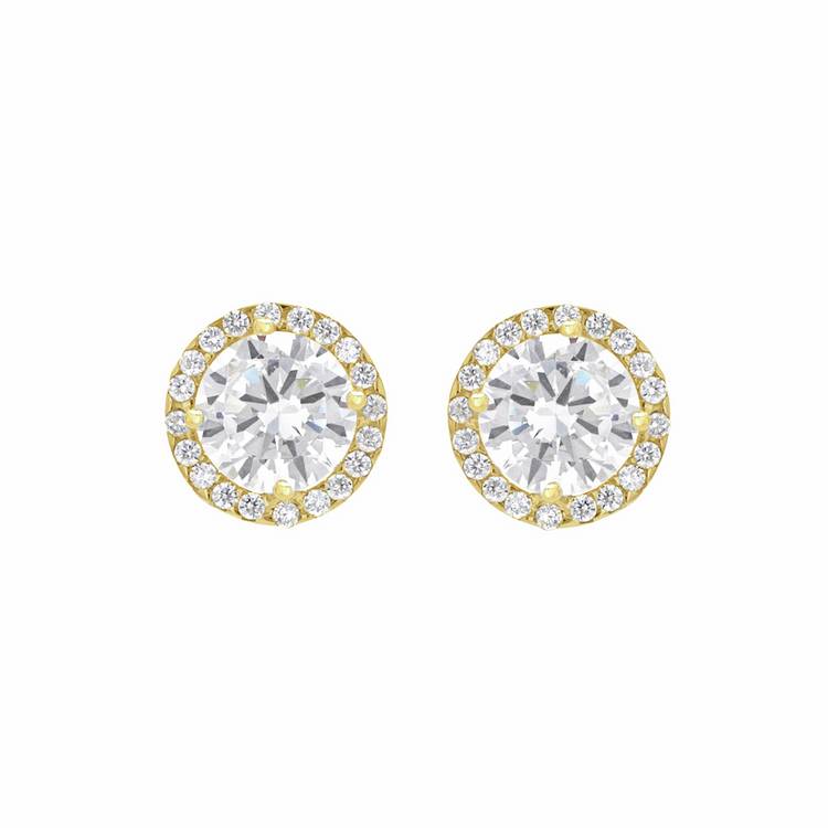 Revere cubic zirconia halo stud earrings, imported from the UK