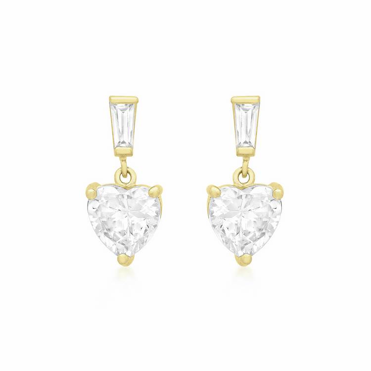 Revere 9ct yellow gold heart drop earrings - British product