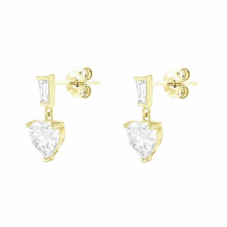 Revere 9ct yellow gold heart drop earrings - British product