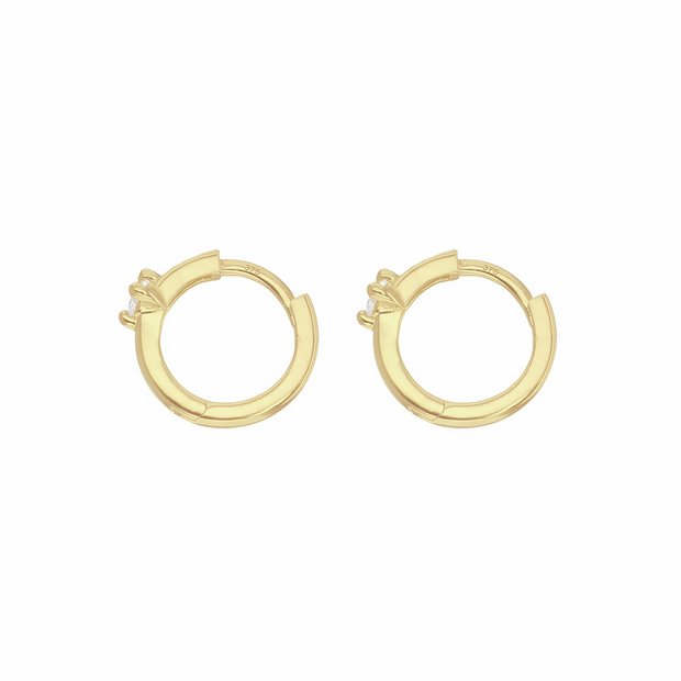 Revere 9ct gold cubic zirconia hoop earrings (British brand)