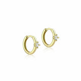 Revere 9ct gold cubic zirconia hoop earrings (British brand)