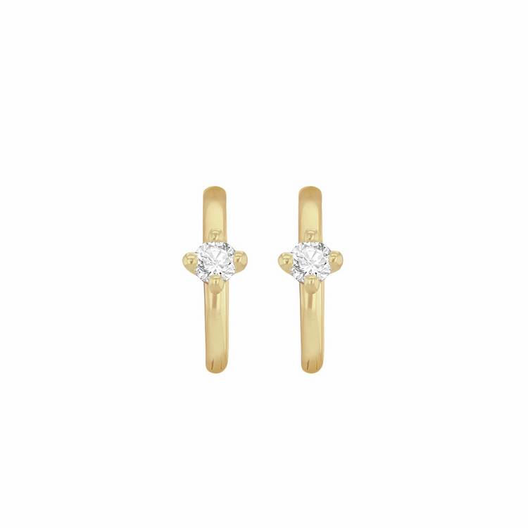 Revere 9ct gold cubic zirconia hoop earrings (British brand)