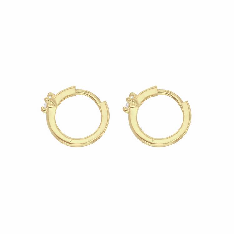 Revere 9ct gold cubic zirconia hoop earrings (British brand)