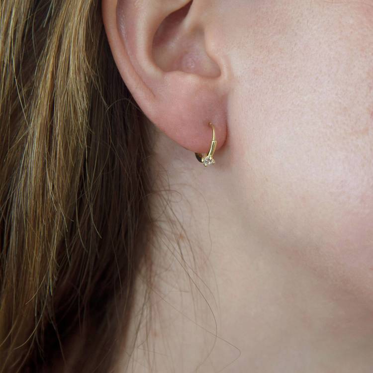 Revere 9ct gold cubic zirconia hoop earrings (British brand)