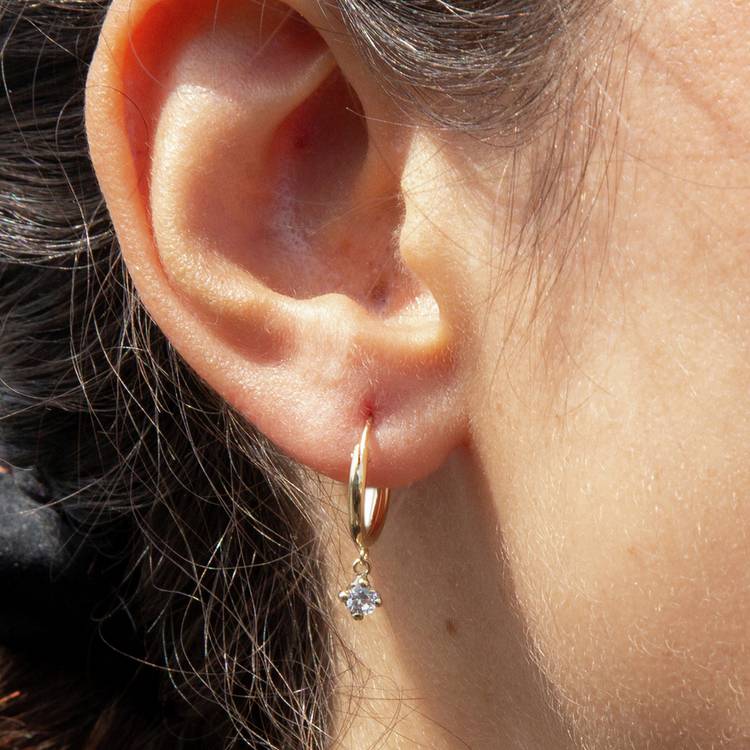 Revere 9ct gold hoop drop earrings, UK version