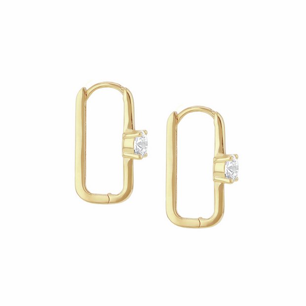 Revere 9ct yellow gold rectangular hoop earrings, UK version