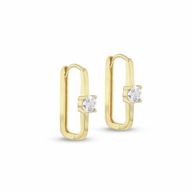 Revere 9ct yellow gold rectangular hoop earrings, UK version