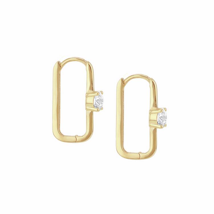 Revere 9ct yellow gold rectangular hoop earrings, UK version