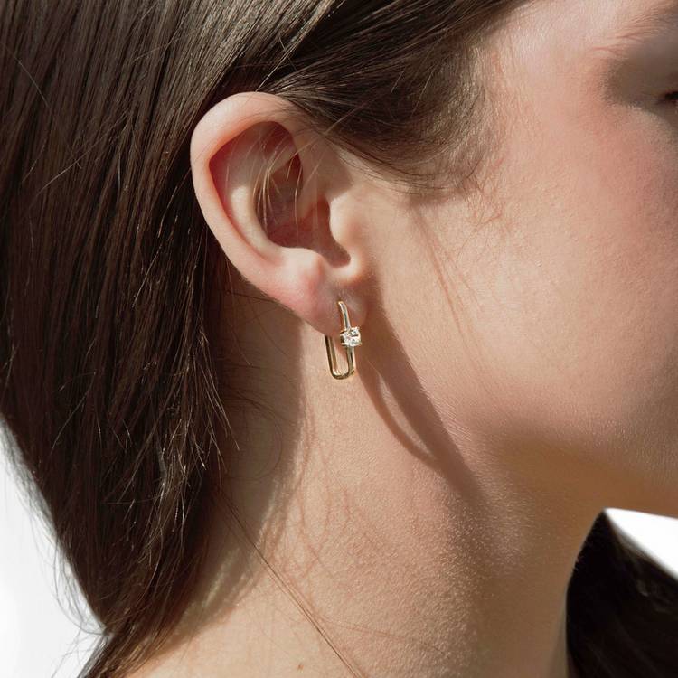 Revere 9ct yellow gold rectangular hoop earrings, UK version