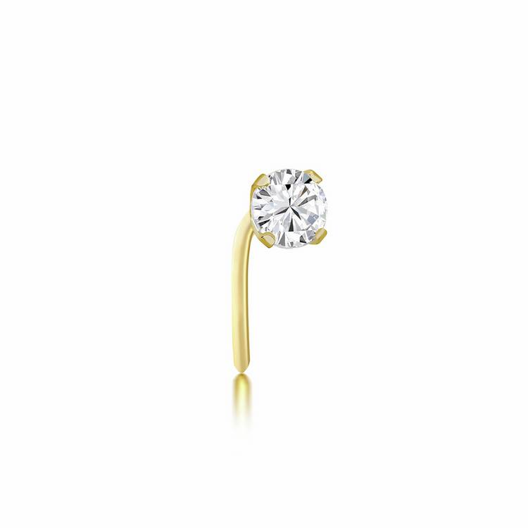 Revere 9ct yellow gold cubic zirconia nose stud, UK version