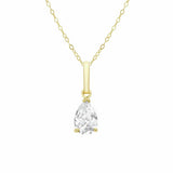 Revere 9ct yellow gold cubic zirconia tear pendant necklace 46cm, UK version