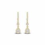 Revere 9ct yellow gold teardrop halo drop earrings with cubic zirconia, UK version