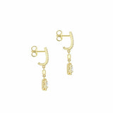 Revere 9ct yellow gold teardrop halo drop earrings with cubic zirconia, UK version
