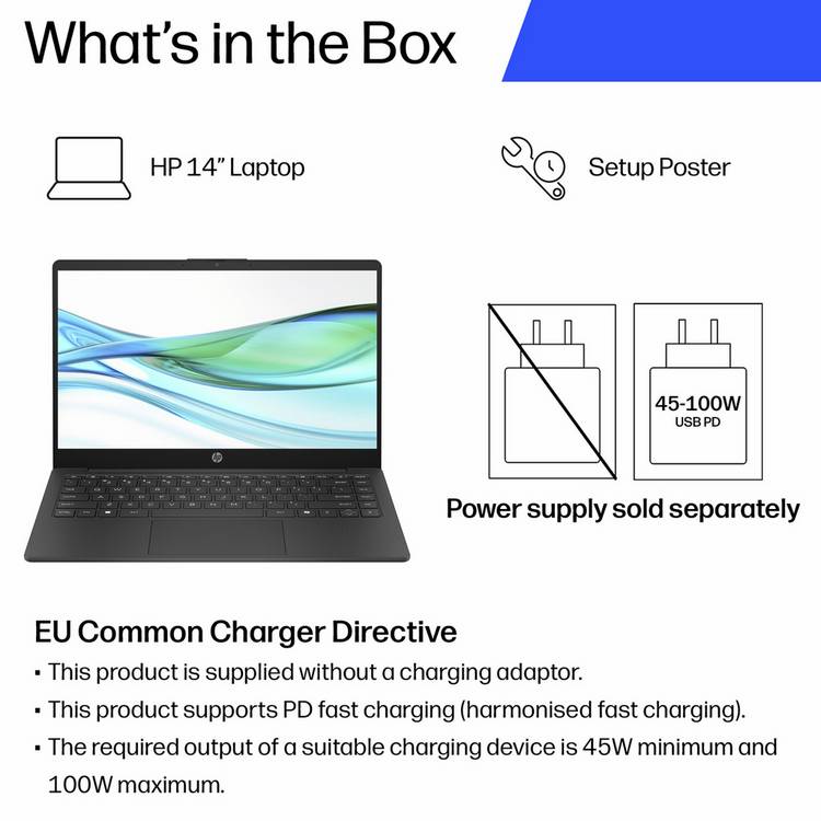 HP 14 laptop Intel N150 4GB 128GB - British product