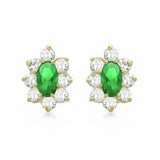 Revere 9ct yellow gold cluster earrings with cubic zirconia (British brand)